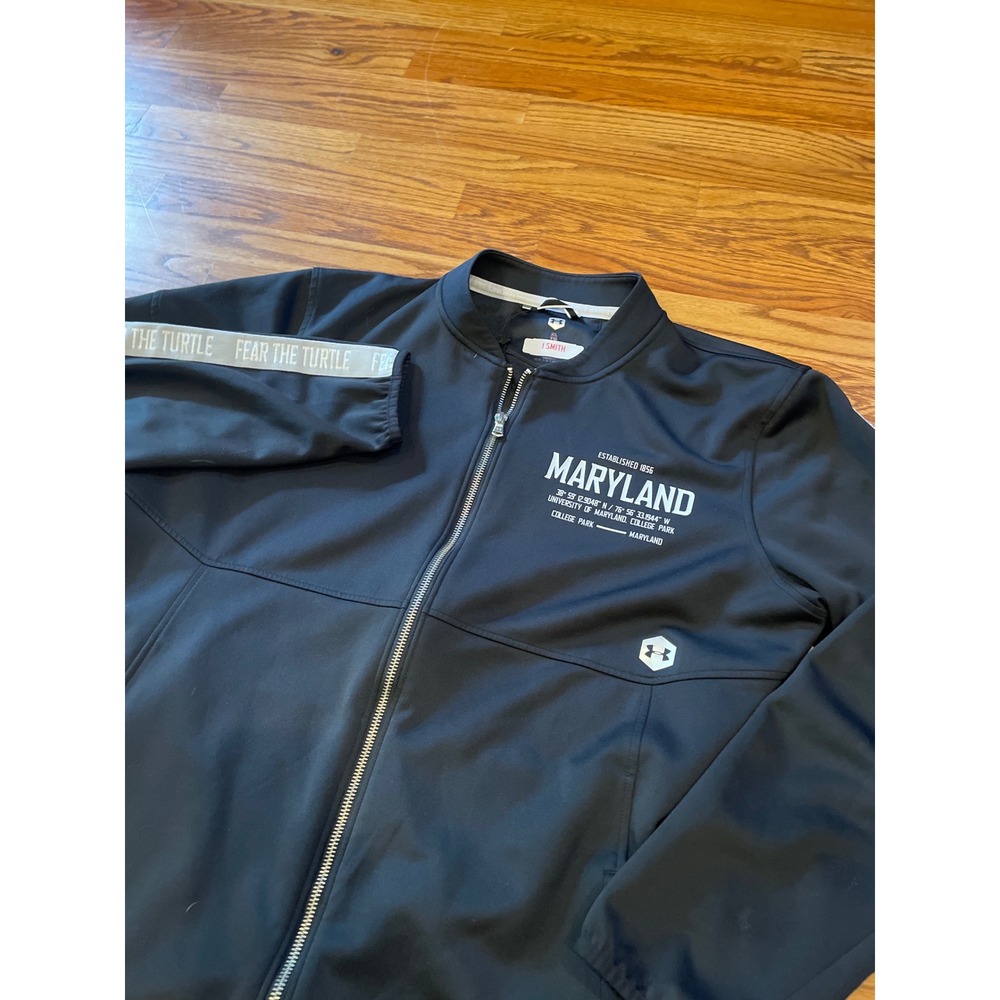 Under Armour Mens Track Jacket XL Black Maryland Terrapins Celliant Player Issue